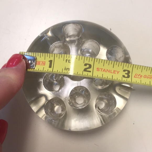 Thick Vintage Footed Glass Floral Frog w/ 11 Holes - Picture 3 of 4